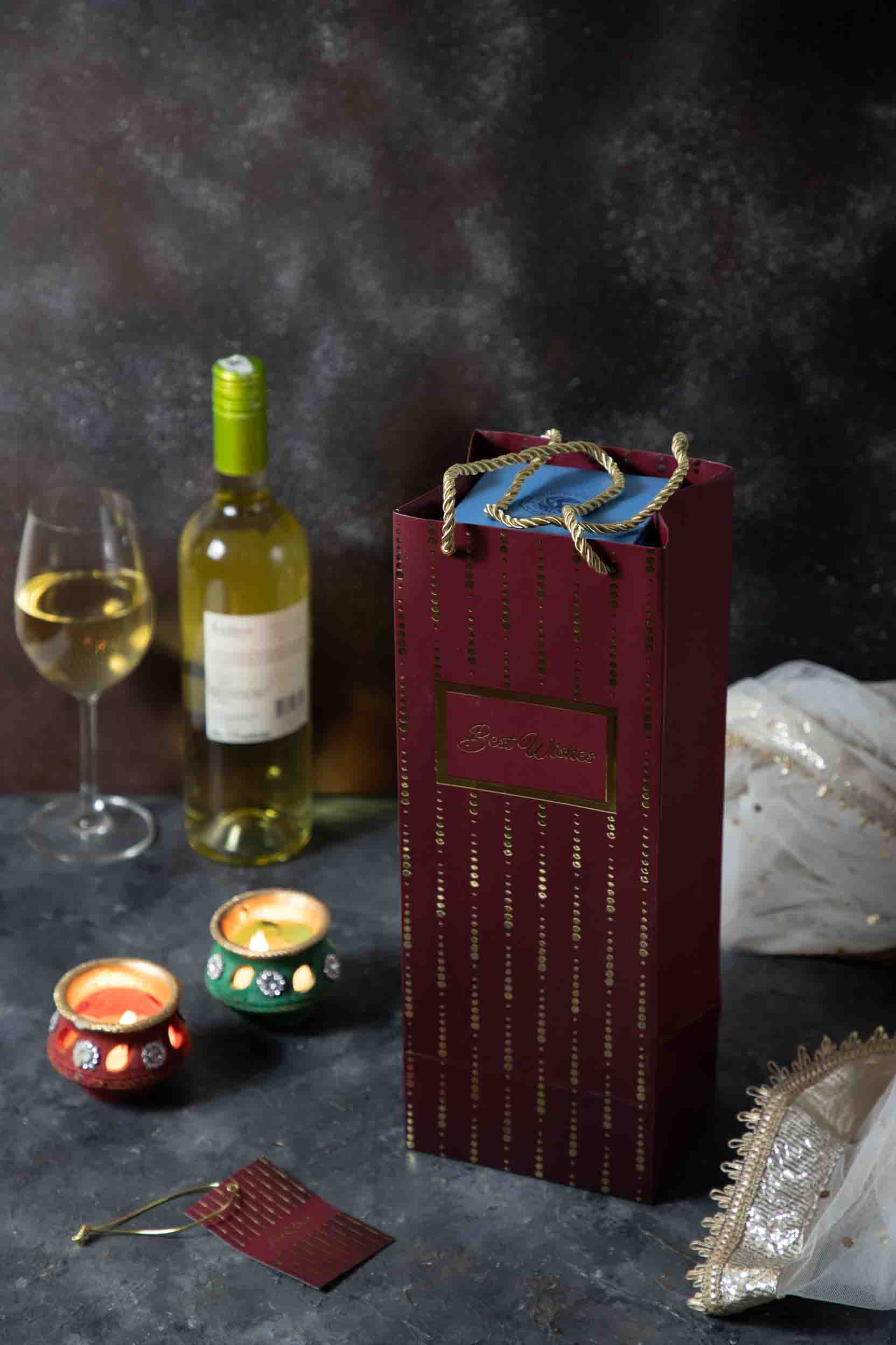 Fire Confetti - Bottle Bags - Dark Red (Set of 6)