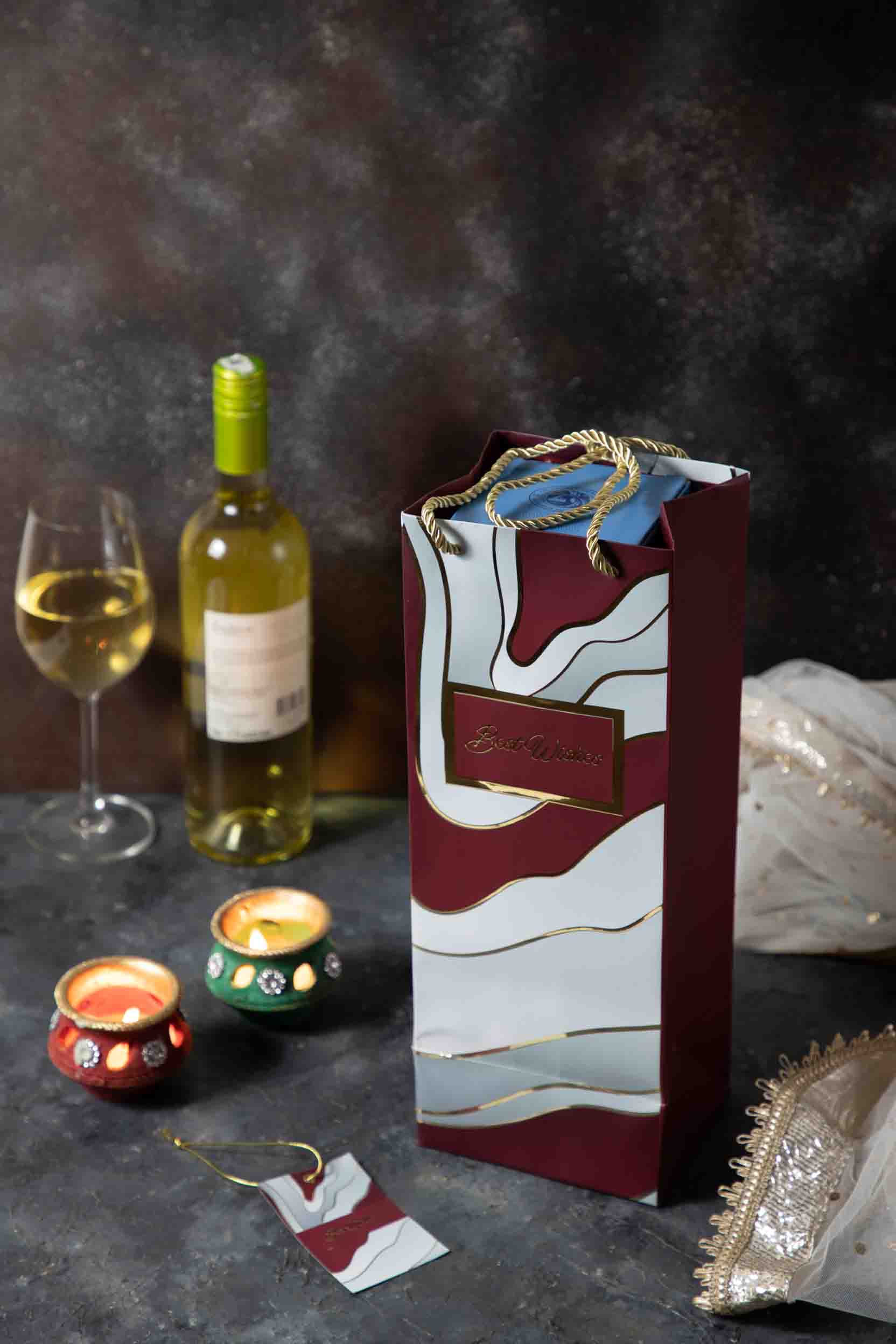 Tidal Bliss - Bottle Bags - Dark Red (Set of 6)