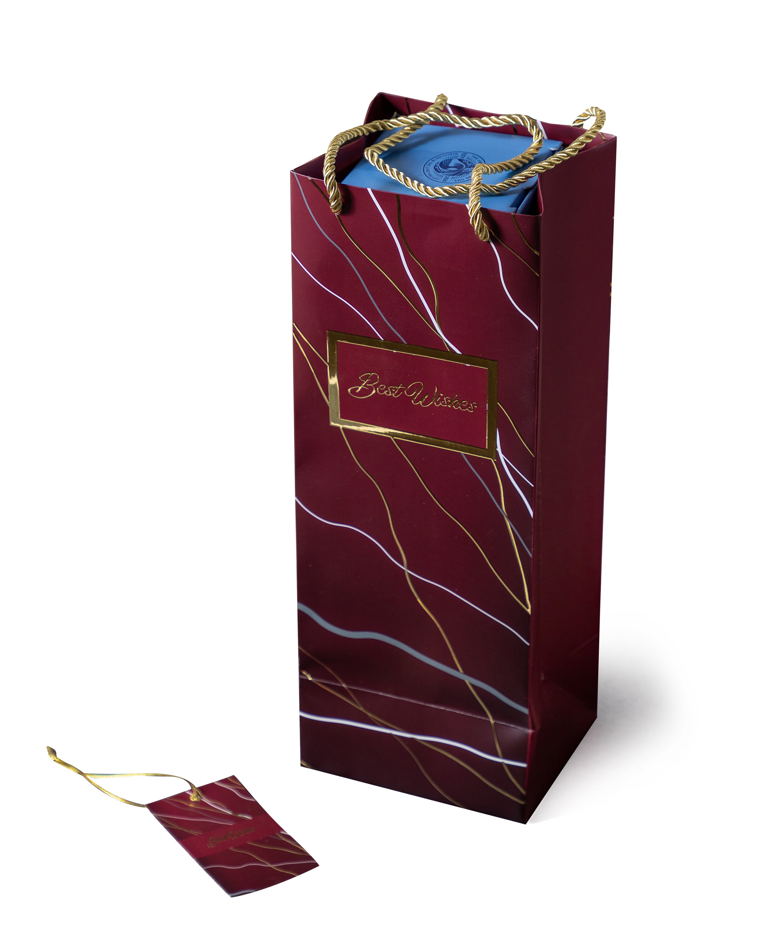 Marble Mesh  - Bottle Bags - Dark Red (Set of 6)