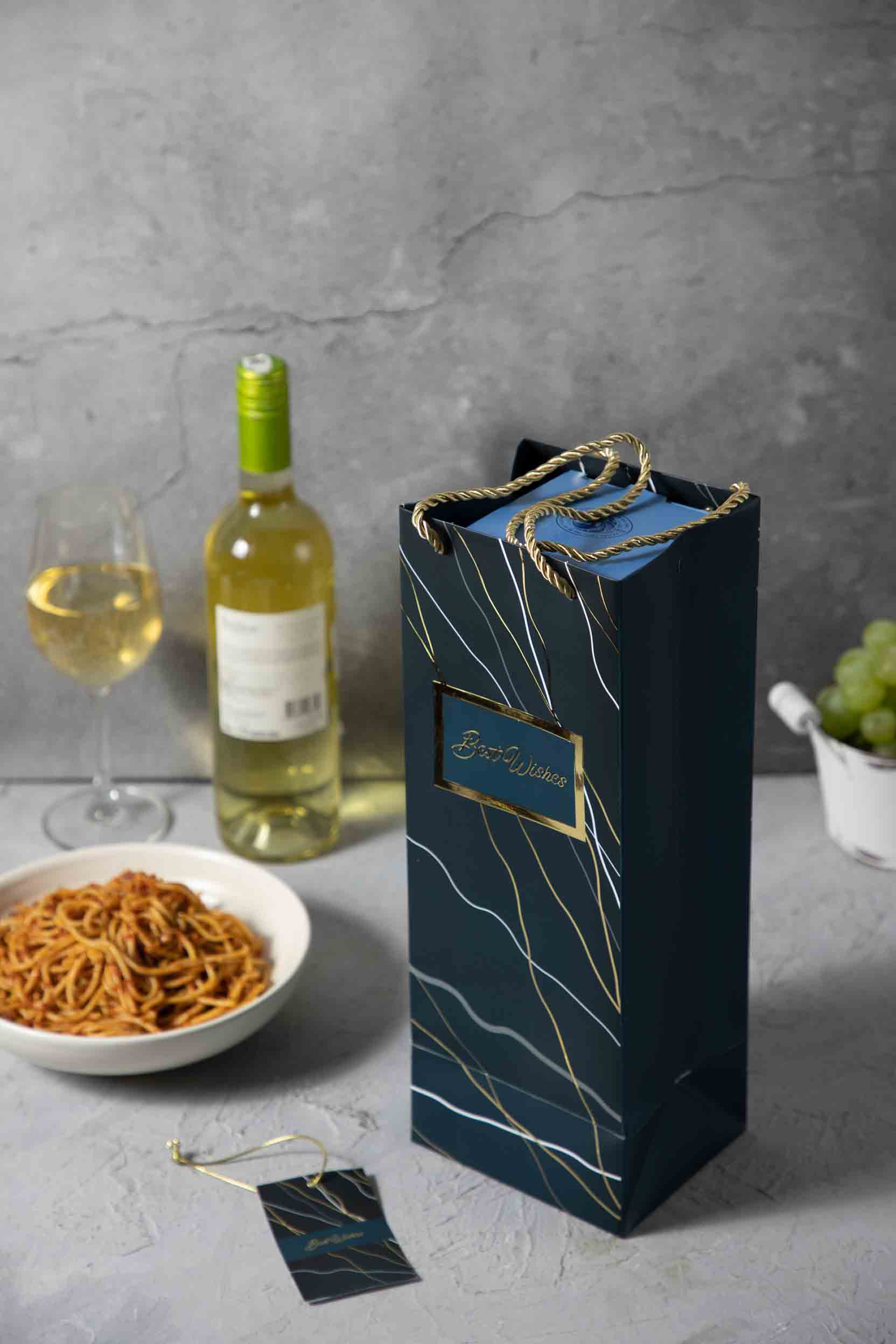 Marble Mesh  - Bottle Bags - Dark Blue (Set of 6)